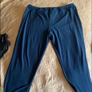 Dark blue pull on stretch pants